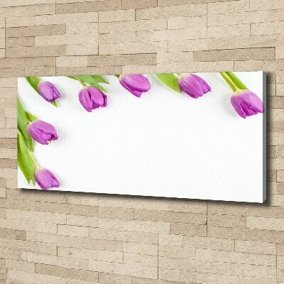 Foto op canvas Paarse tulpen