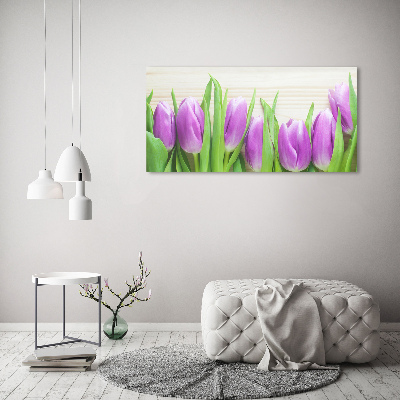 Schilderij op canvas Paarse tulpen
