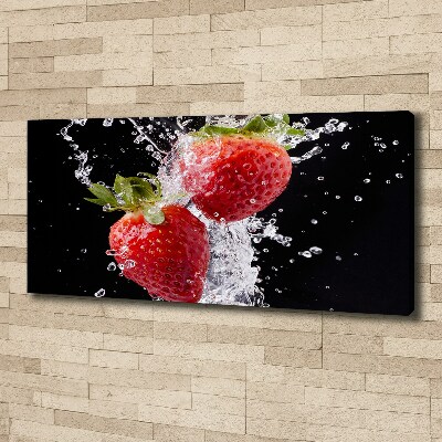 Canvas schilderij Aardbeien en water