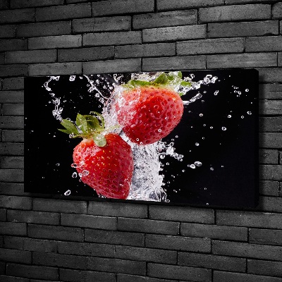 Canvas schilderij Aardbeien en water