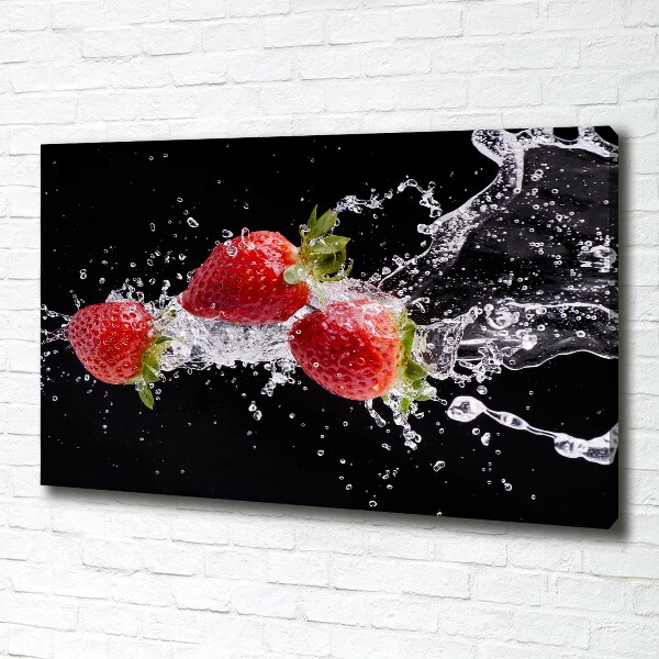 Canvas schilderij Aardbeien en water