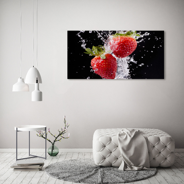 Canvas schilderij Aardbeien en water