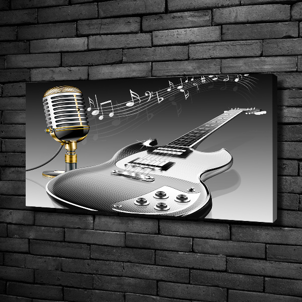 Schilderij op canvas Gitaar en microfoon