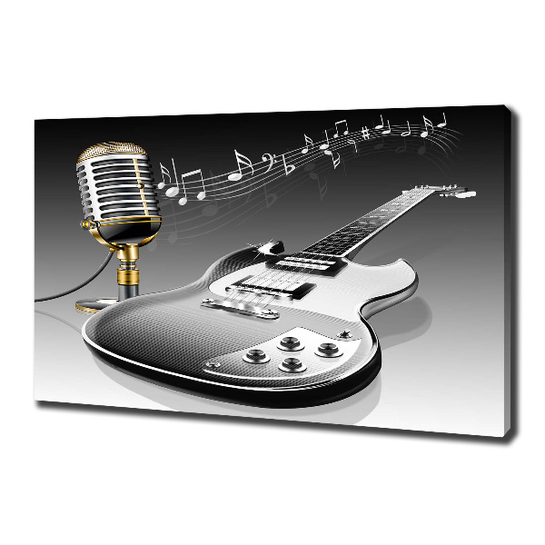 Schilderij op canvas Gitaar en microfoon
