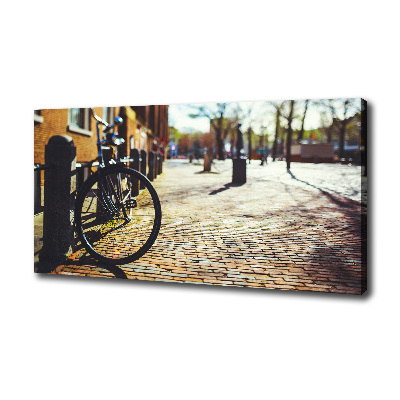 Schilderij op canvas Fietsen in Amsterdam