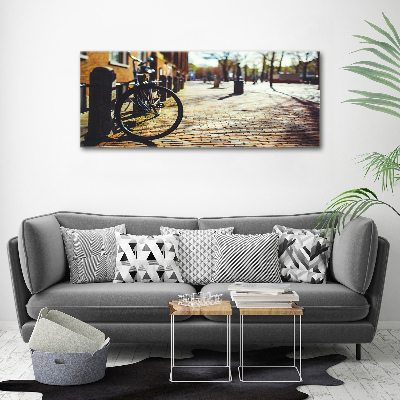 Schilderij op canvas Fietsen in Amsterdam