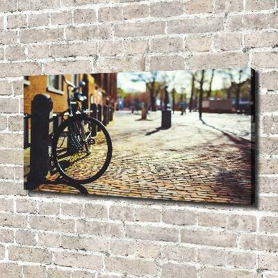 Schilderij op canvas Fietsen in Amsterdam