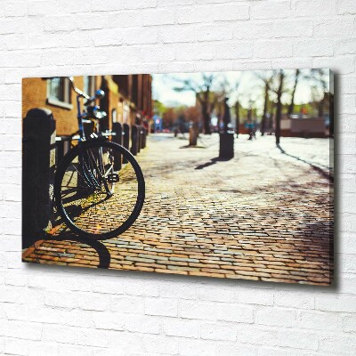 Schilderij op canvas Fietsen in Amsterdam