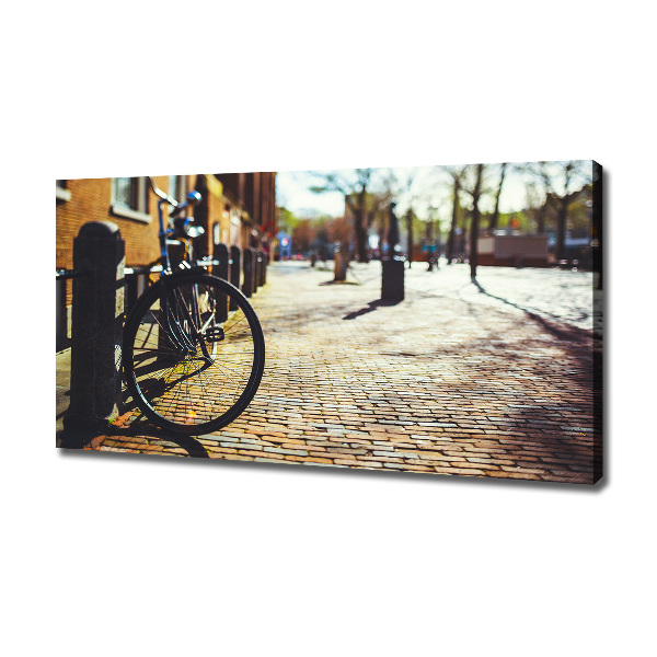 Schilderij op canvas Fietsen in Amsterdam