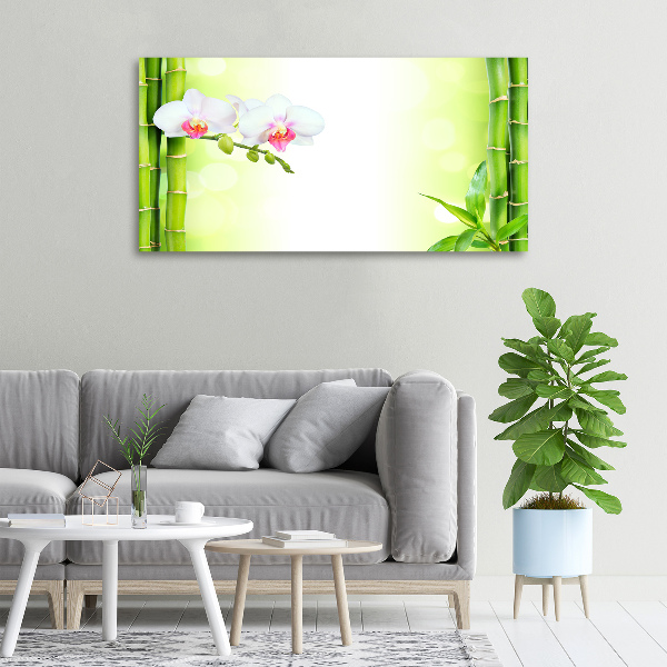 Foto canvas Orchidee en bamboe