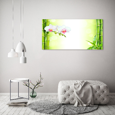 Foto canvas Orchidee en bamboe