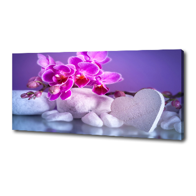 Canvas schilderij Orchidee en hart