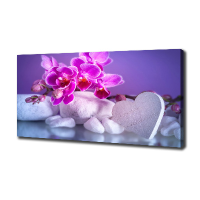Canvas schilderij Orchidee en hart