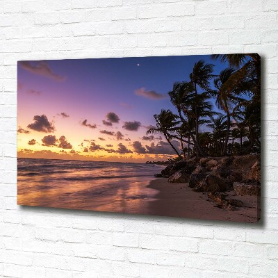 Foto canvas Zonsondergang op het strand