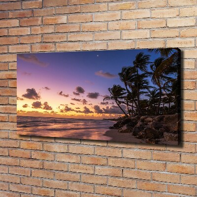 Foto canvas Zonsondergang op het strand