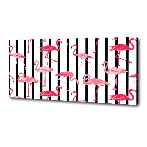 Canvas foto Gestreepte flamingo's