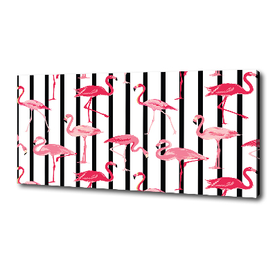 Canvas foto Gestreepte flamingo's