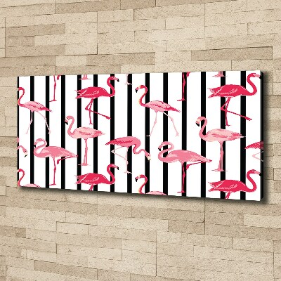 Canvas foto Gestreepte flamingo's
