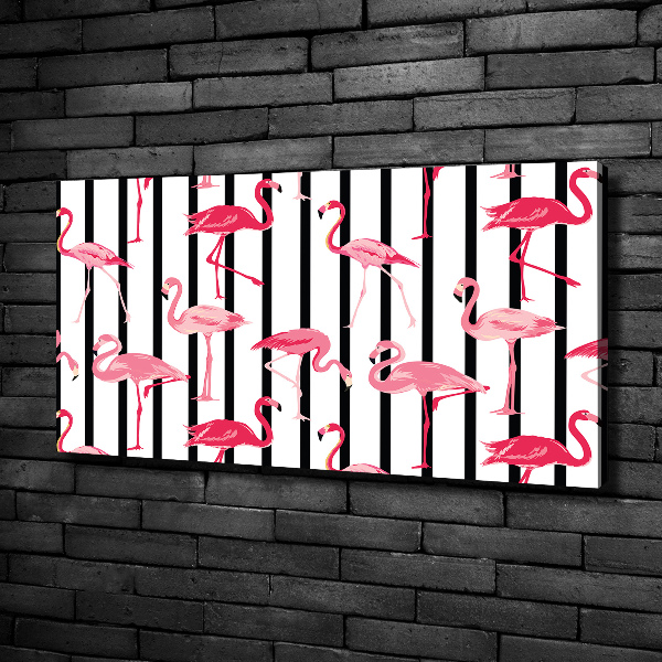 Canvas foto Gestreepte flamingo's