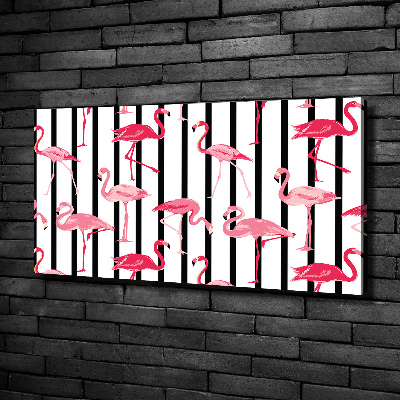 Canvas foto Gestreepte flamingo's