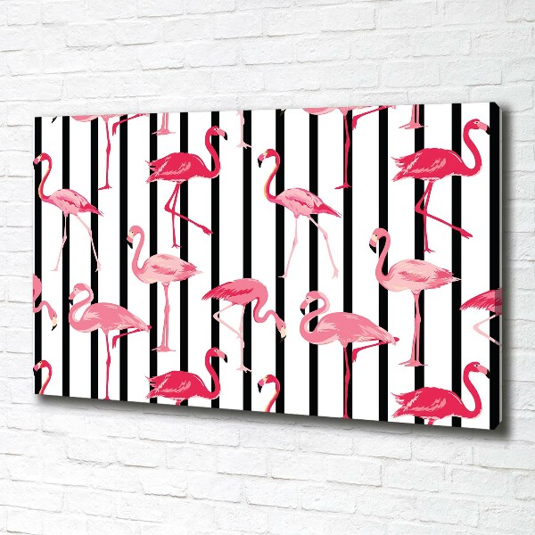 Canvas foto Gestreepte flamingo's