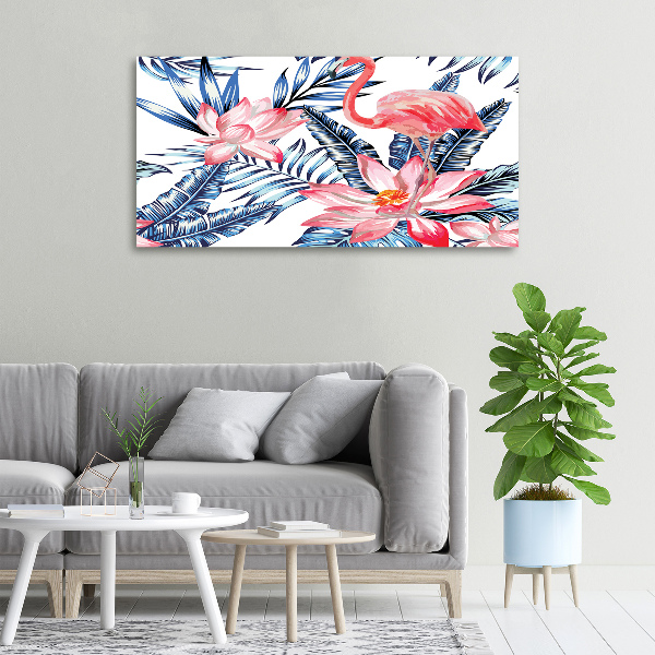 Foto op canvas Flamingo's en planten
