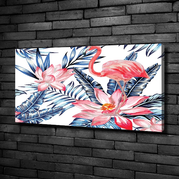 Foto op canvas Flamingo's en planten