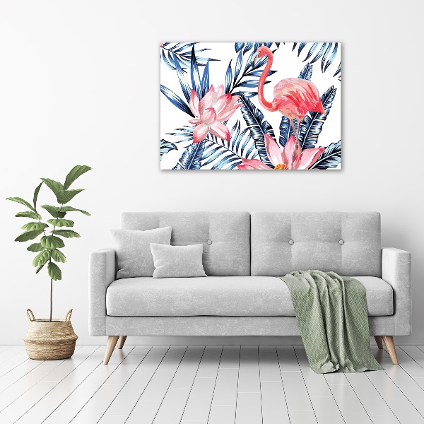 Foto op canvas Flamingo's en planten