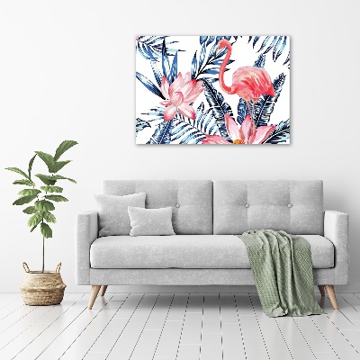 Foto op canvas Flamingo's en planten