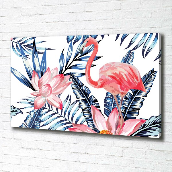 Foto op canvas Flamingo's en planten