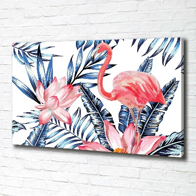 Foto op canvas Flamingo's en planten