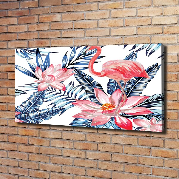 Foto op canvas Flamingo's en planten