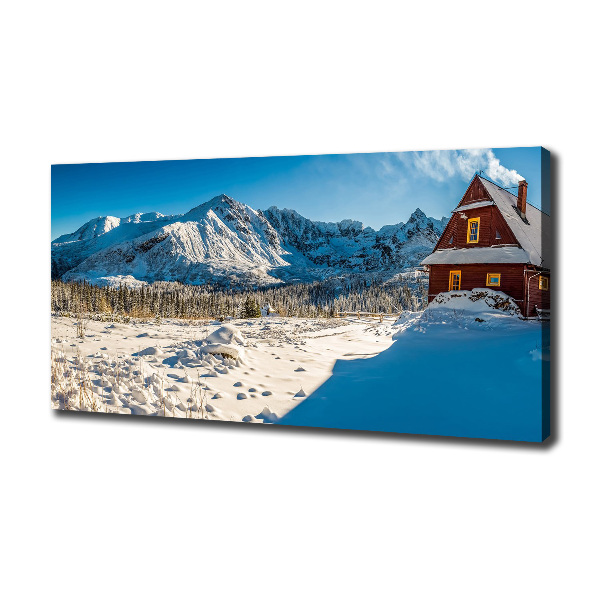 Foto canvas Een huisje in de bergen