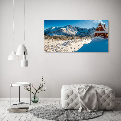 Foto canvas Een huisje in de bergen