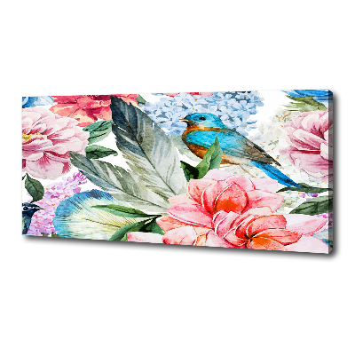 Canvas foto Bloemen en vogels