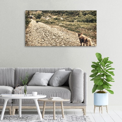 Foto canvas Twee honden op een heuvel