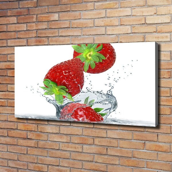Canvas foto Vallende aardbeien