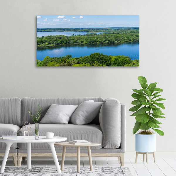 Foto op canvas Bos aan het meer