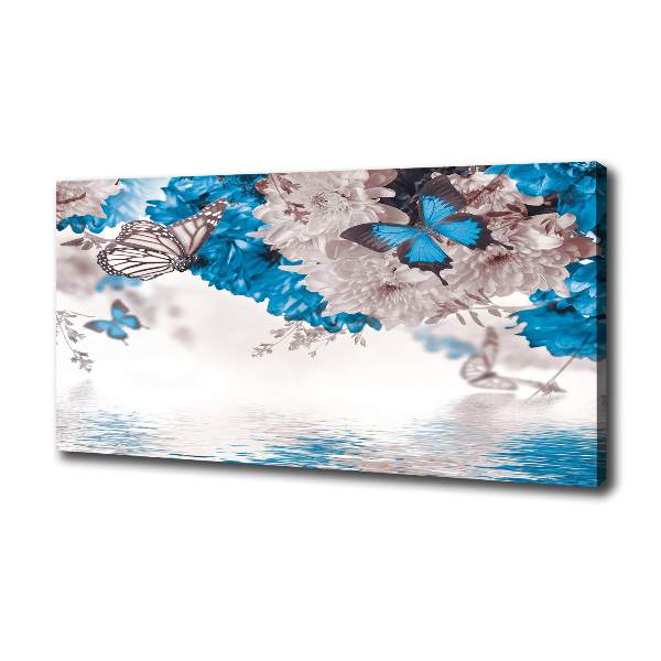 Canvas schilderij Bloemen en vlinders