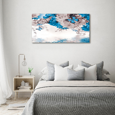 Canvas schilderij Bloemen en vlinders