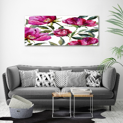 Canvas foto Roze pioenrozen