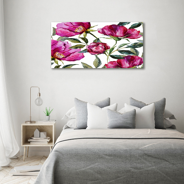 Canvas foto Roze pioenrozen