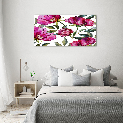 Canvas foto Roze pioenrozen