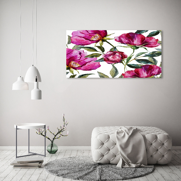 Canvas foto Roze pioenrozen