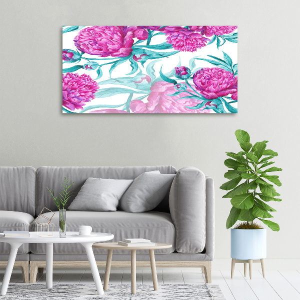 Schilderij op canvas Roze pioenrozen