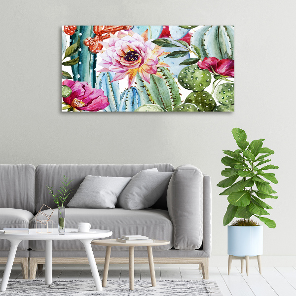 Canvas foto Cactussen en bloemen