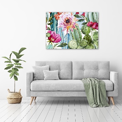 Canvas foto Cactussen en bloemen