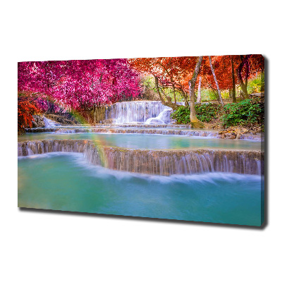 Canvas foto Waterval in het bos