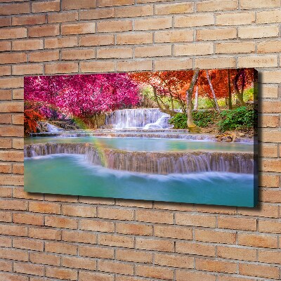 Canvas foto Waterval in het bos