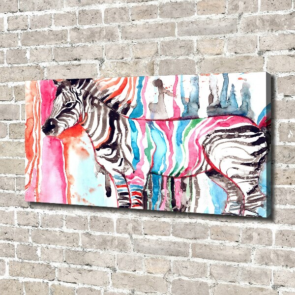 Foto canvas Kleurrijke zebra